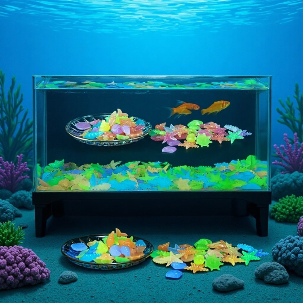 Aquarium Plant In Pot - Glowing Luminous Ocean Stones Fluorescent Conch